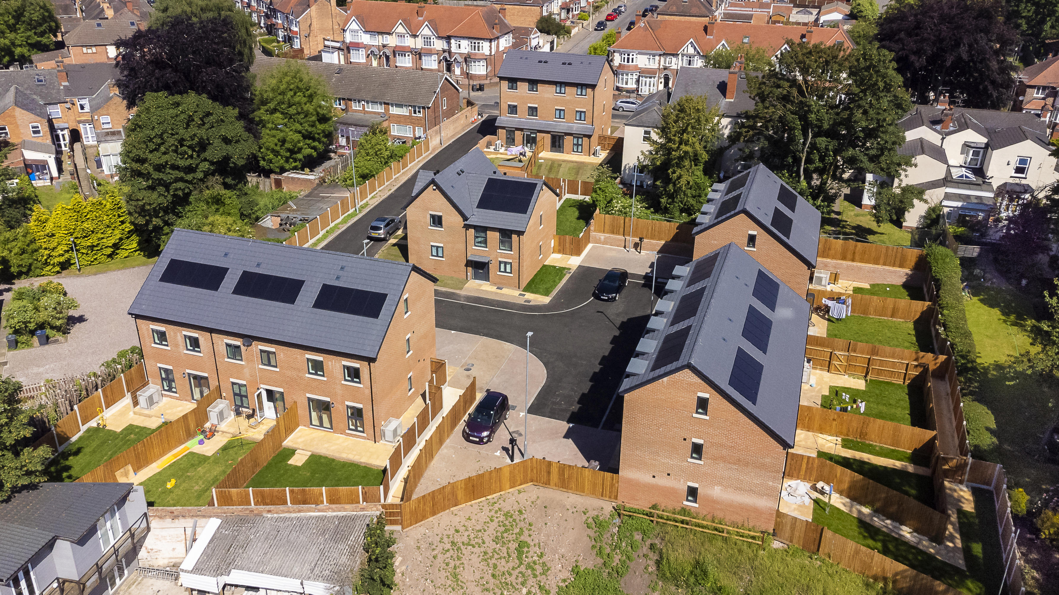Aerial drone shot of the completed Eco Drive
